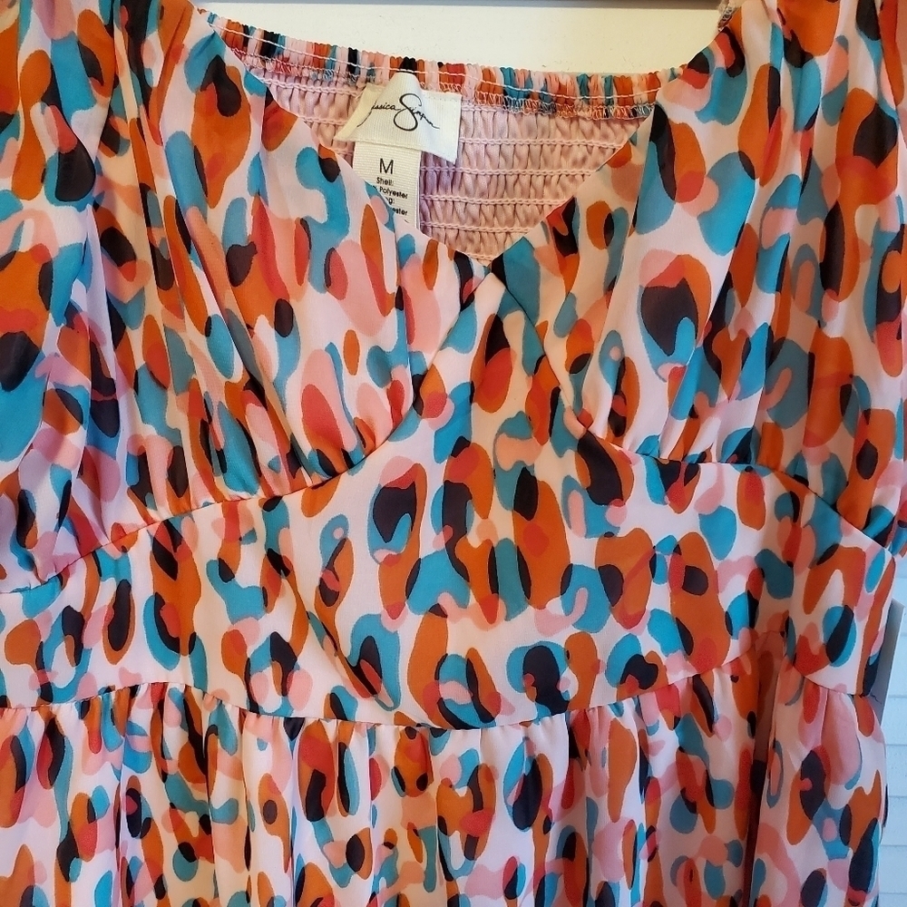 Jessica Simpson Dress Puff Sleeves Size Medium NWT - Picture 2 of 5